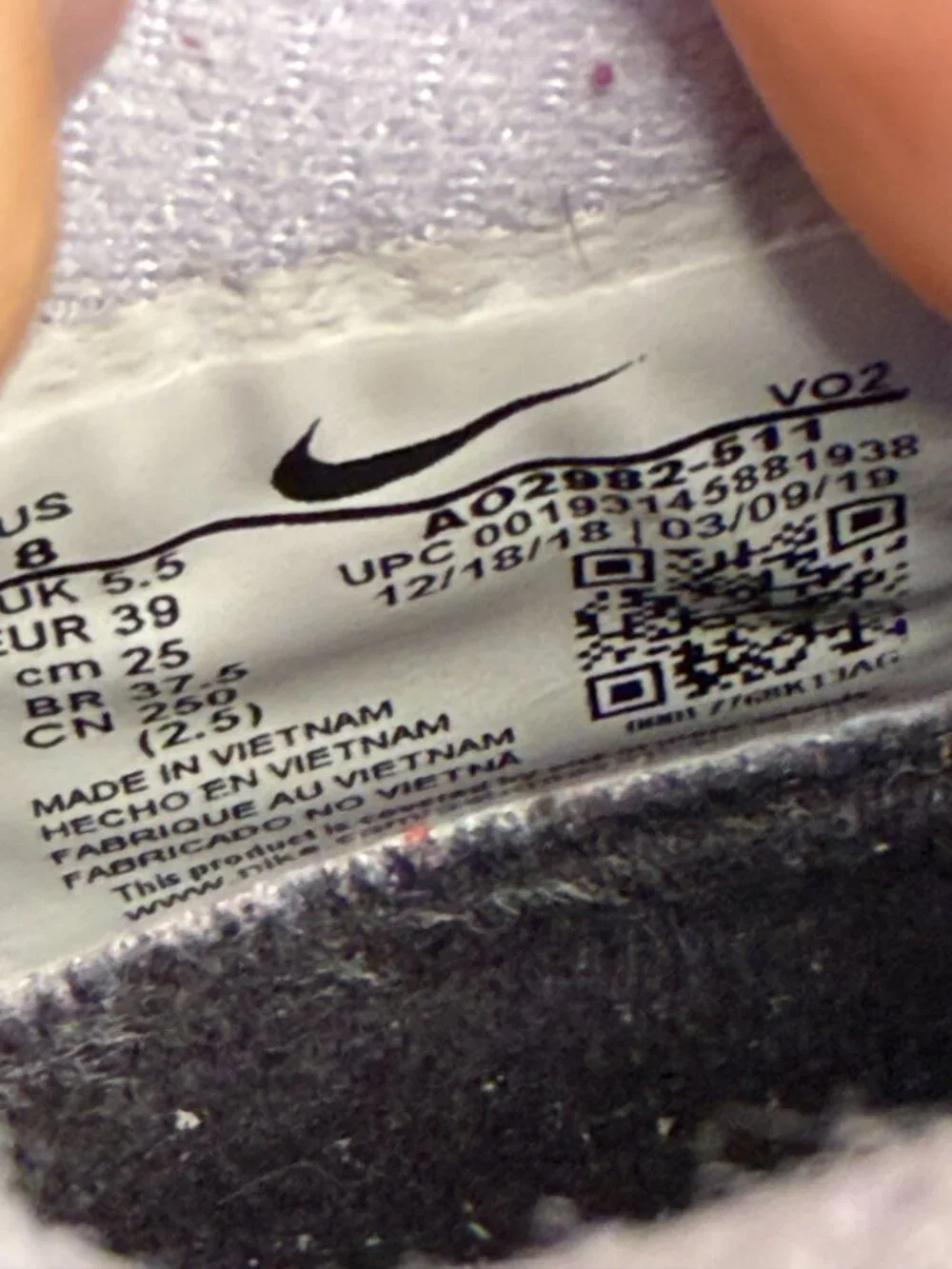 Nike Metcon 5 Women's Lavender Mist Athletic Training Shoes Size 8